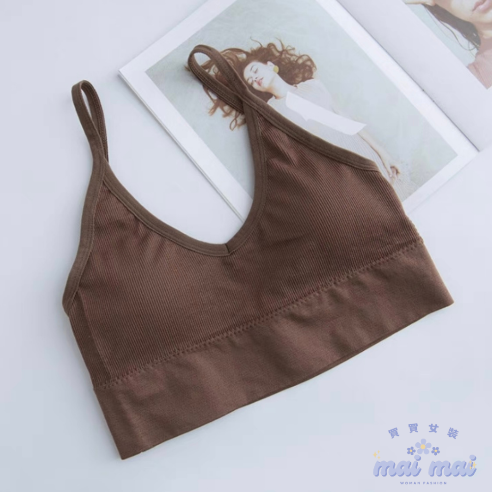 【買買女裝】台灣現貨 高質感韓版 無縫背心 螺紋背心 大U美背背心 細肩帶背心 罩杯小可愛【B801#】-規格圖9