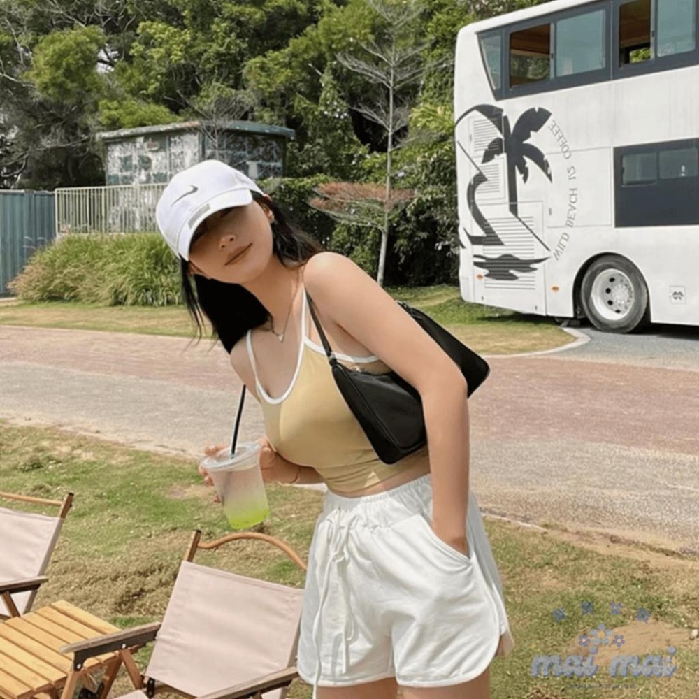 【買買女裝】台灣現貨 高品質 撞色細肩帶冰絲背心 小可愛 冰絲涼感小可愛 無痕背心 冰絲小可愛 莫代爾背心【B804-細節圖8