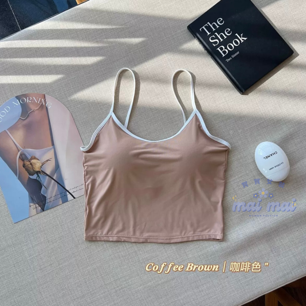 【買買女裝】台灣現貨 高品質 撞色細肩帶冰絲背心 小可愛 冰絲涼感小可愛 無痕背心 冰絲小可愛 莫代爾背心【B804-規格圖9