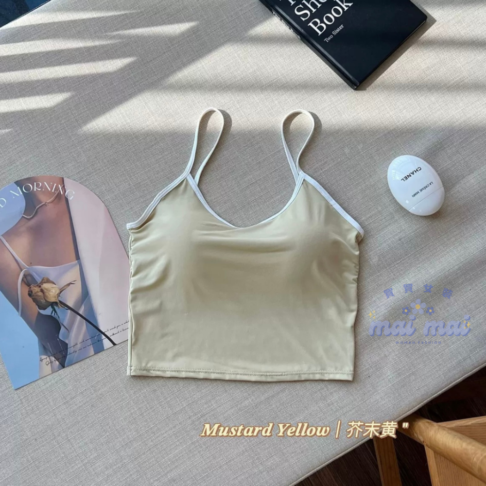【買買女裝】台灣現貨 高品質 撞色細肩帶冰絲背心 小可愛 冰絲涼感小可愛 無痕背心 冰絲小可愛 莫代爾背心【B804-規格圖9