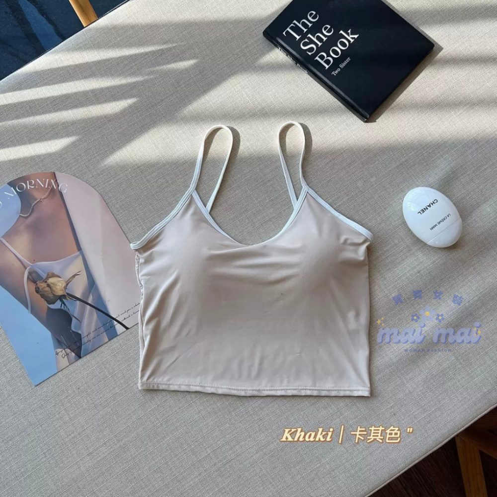 【買買女裝】台灣現貨 高品質 撞色細肩帶冰絲背心 小可愛 冰絲涼感小可愛 無痕背心 冰絲小可愛 莫代爾背心【B804-規格圖9