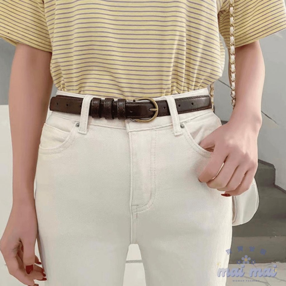 【買買女裝】台灣現貨 收腰 皮帶 熱賣復古百搭C字金屬環造型細皮帶 腰帶 女皮帶【L014#】-細節圖2