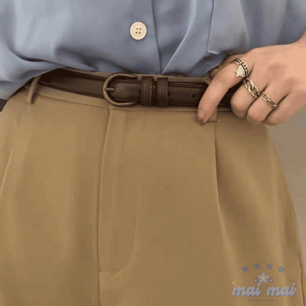 【買買女裝】台灣現貨 收腰 皮帶 熱賣復古百搭C字金屬環造型細皮帶 腰帶 女皮帶【L014#】-細節圖5