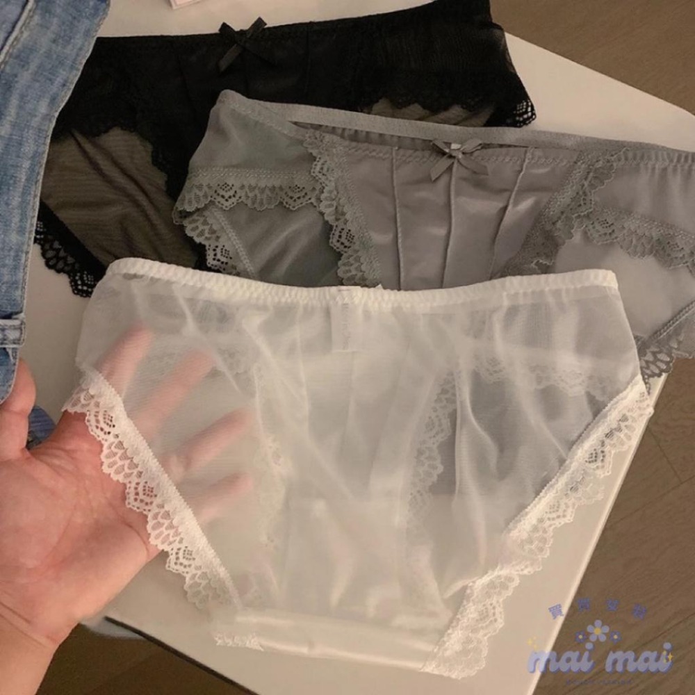 【買買女裝】台灣現貨 蕾絲內褲 緞面內褲 網紗內褲 中腰透氣內褲 包臀內褲 性感內褲 女生內褲 透膚內褲【U106#】-細節圖4