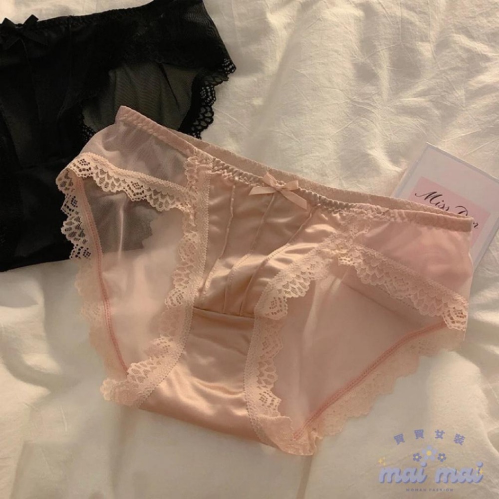 【買買女裝】台灣現貨 蕾絲內褲 緞面內褲 網紗內褲 中腰透氣內褲 包臀內褲 性感內褲 女生內褲 透膚內褲【U106#】-細節圖7