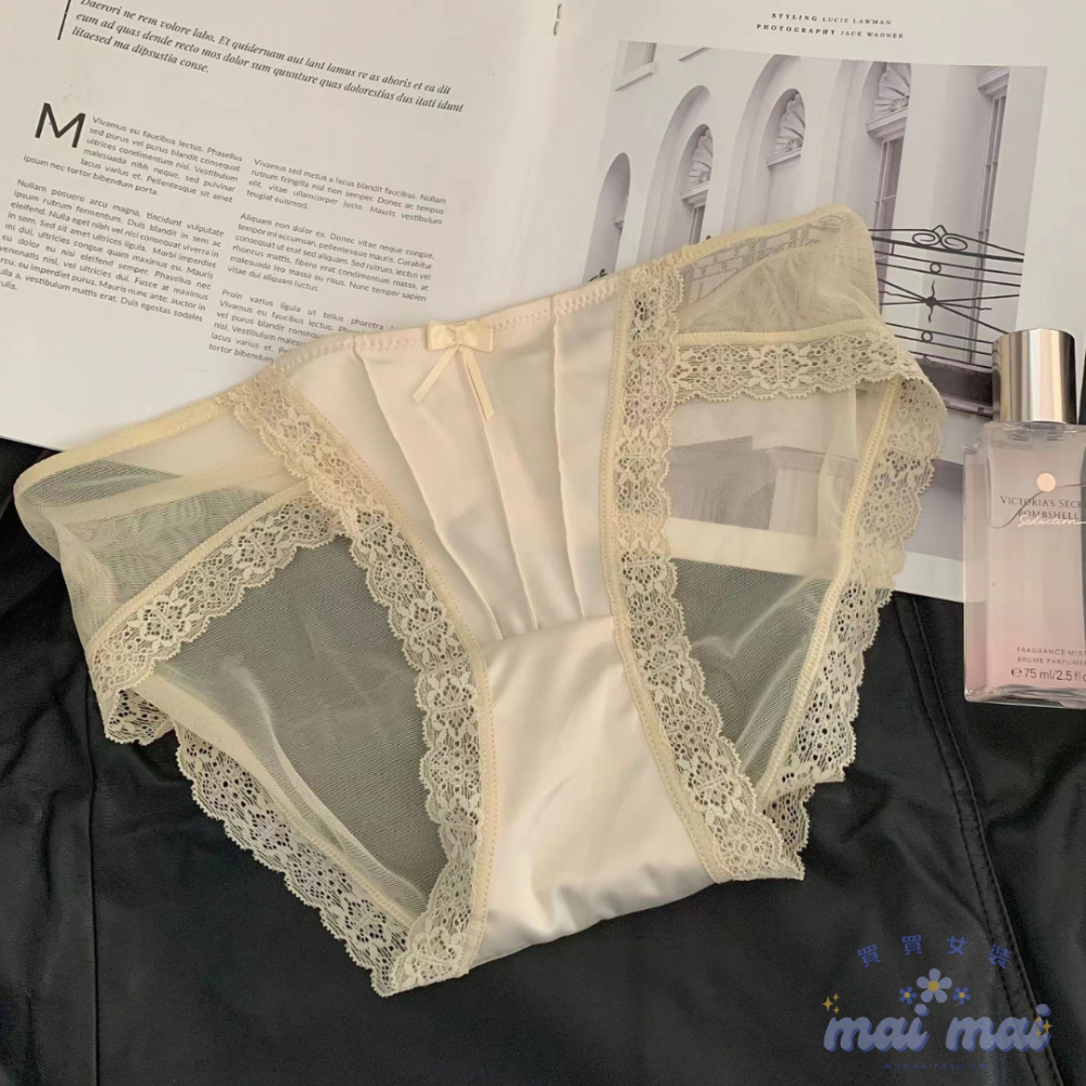 【買買女裝】台灣現貨 蕾絲內褲 緞面內褲 網紗內褲 中腰透氣內褲 包臀內褲 性感內褲 女生內褲 透膚內褲【U106#】-規格圖9