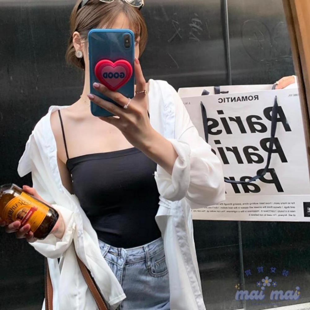 【買買女裝】台灣現貨 平口吊帶背心 BRA吊帶背心 平口背心 內搭 一體式 性感 小可愛 胸墊背心 細肩帶【B806#】-細節圖5