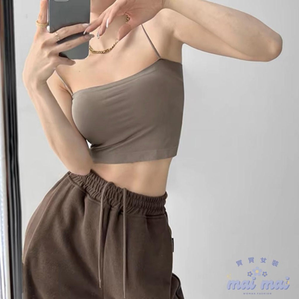 【買買女裝】台灣現貨 平口吊帶背心 BRA吊帶背心 平口背心 內搭 一體式 性感 小可愛 胸墊背心 細肩帶【B806#】-細節圖6