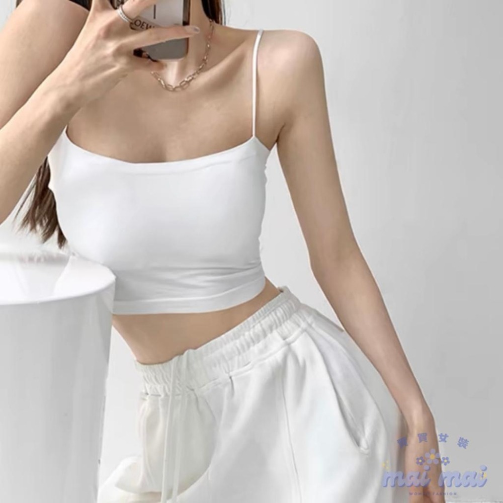 【買買女裝】台灣現貨 平口吊帶背心 BRA吊帶背心 平口背心 內搭 一體式 性感 小可愛 胸墊背心 細肩帶【B806#】-細節圖7