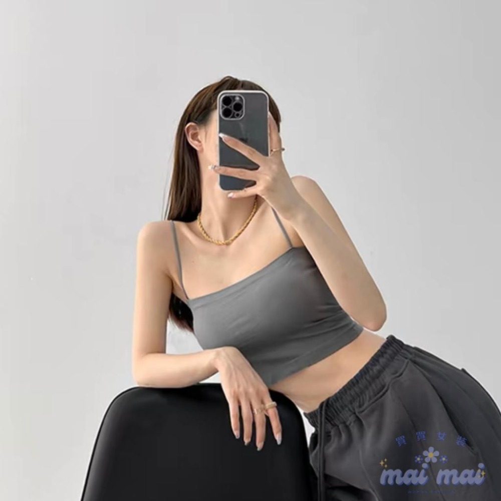 【買買女裝】台灣現貨 平口吊帶背心 BRA吊帶背心 平口背心 內搭 一體式 性感 小可愛 胸墊背心 細肩帶【B806#】-細節圖8