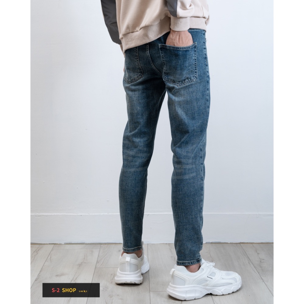 【S2店】很好穿 沒有破 值得有 必備藍色 窄管牛仔彈力長褲-細節圖6