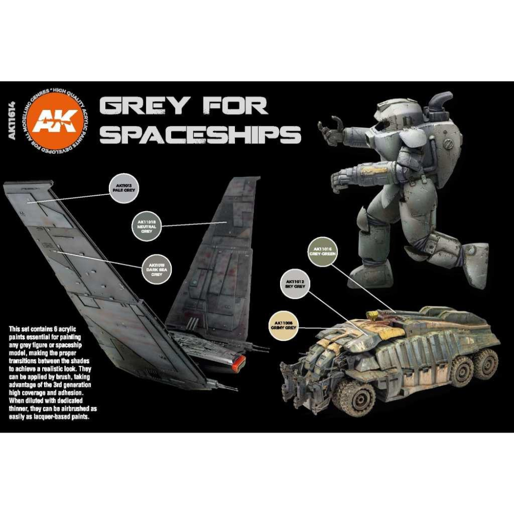 【奧丁模型】AK第三代水性漆套裝：GREY FOR SPACESHIPS_AK11614-細節圖2