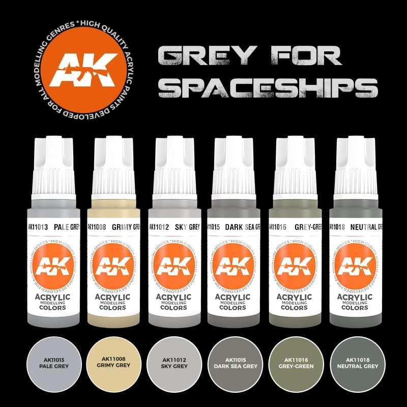 【奧丁模型】AK第三代水性漆套裝：GREY FOR SPACESHIPS_AK11614-細節圖3