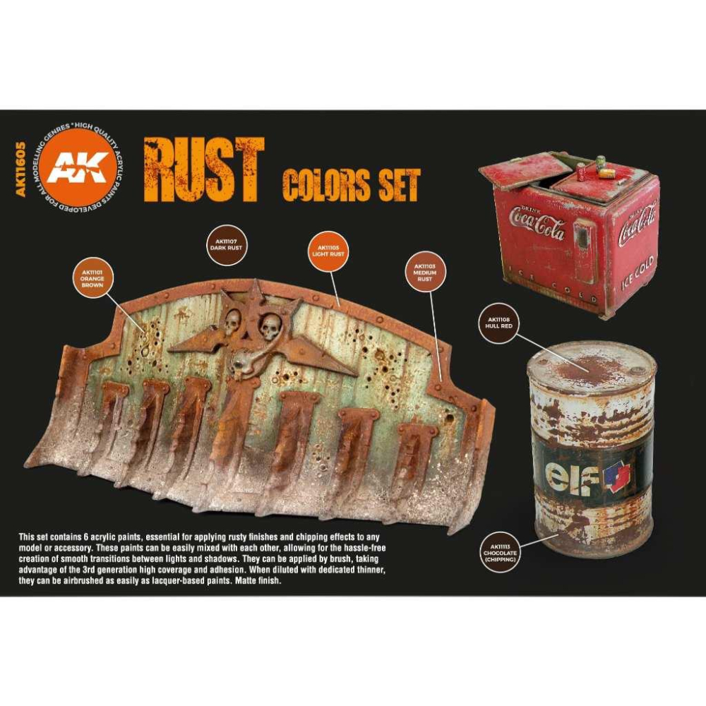 【奧丁模型】AK第三代水性漆套裝：RUST COLORS SET_AK11605-細節圖2