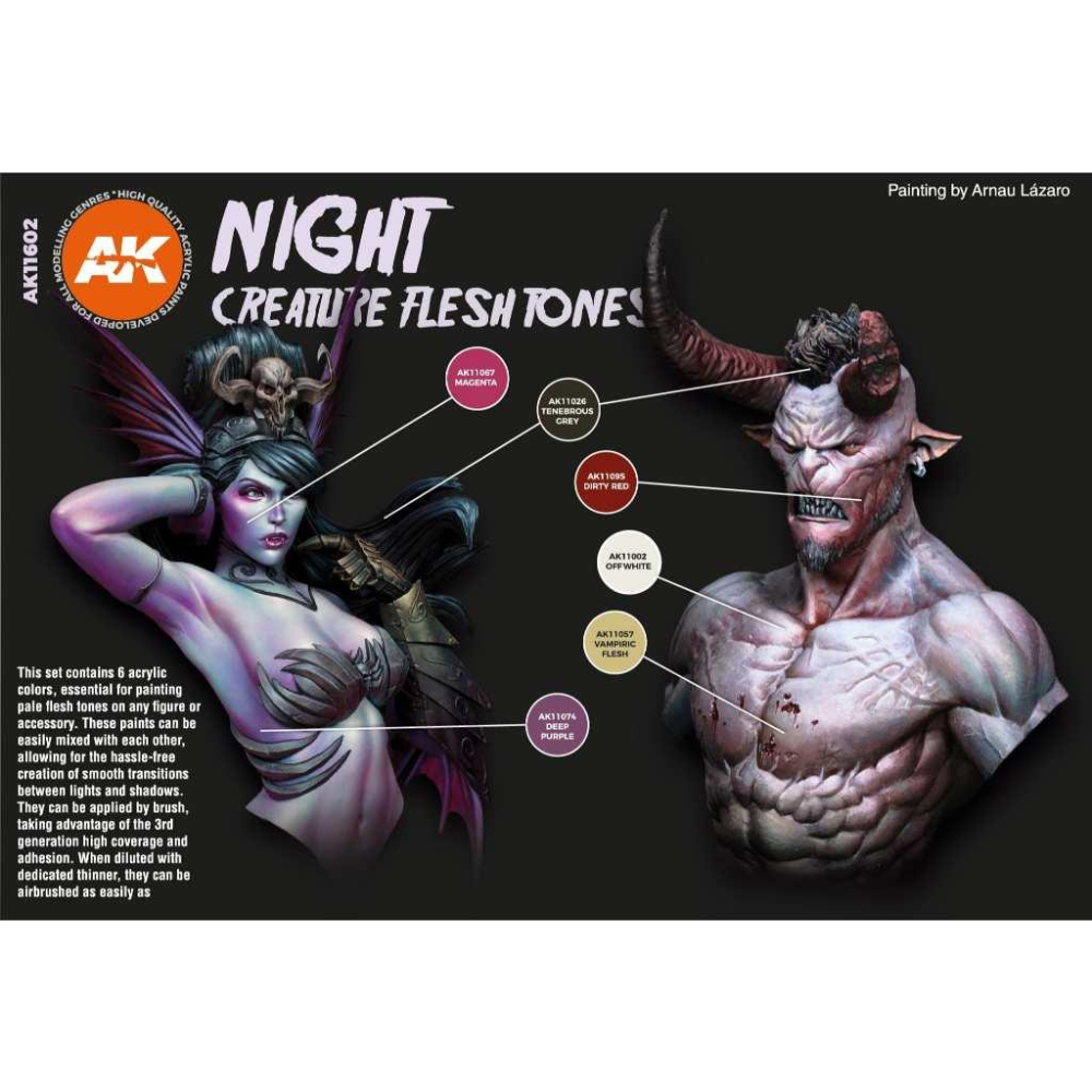 【奧丁模型】AK第三代水性漆套裝：NIGHT CREATURE FLESH TONES_AK11602-細節圖2