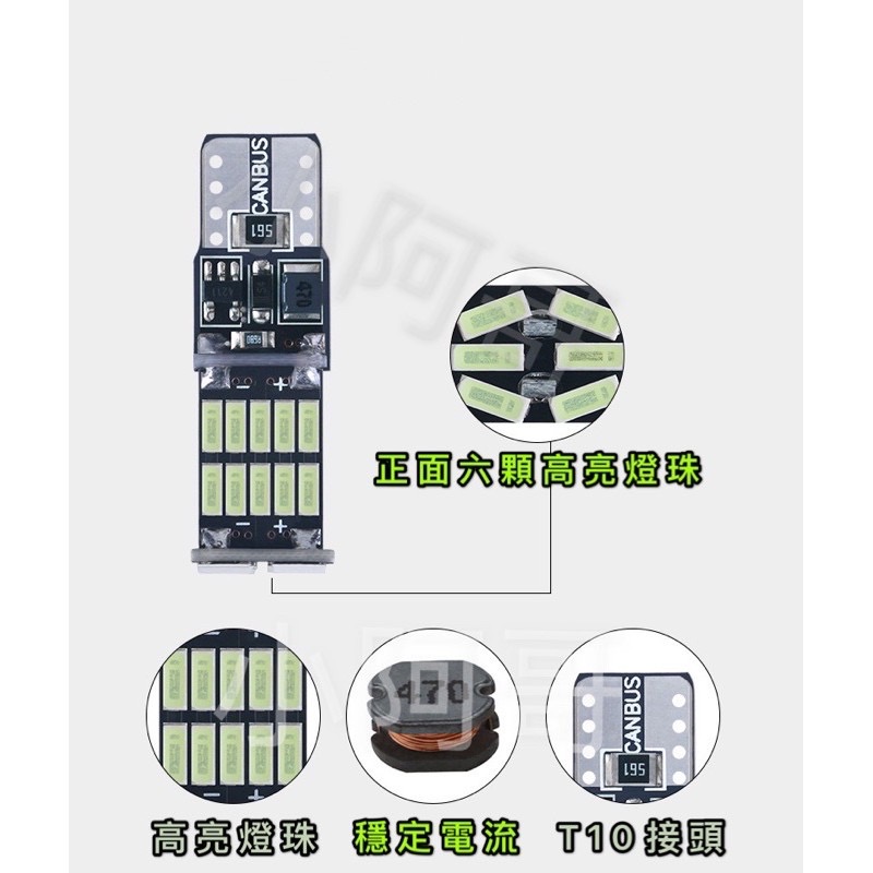 「台灣現貨 附發票」T10 4014 LED 爆亮 解碼 室內燈 方向燈 閱讀燈 車牌燈 行車燈 小燈 w5w 定位燈-細節圖2