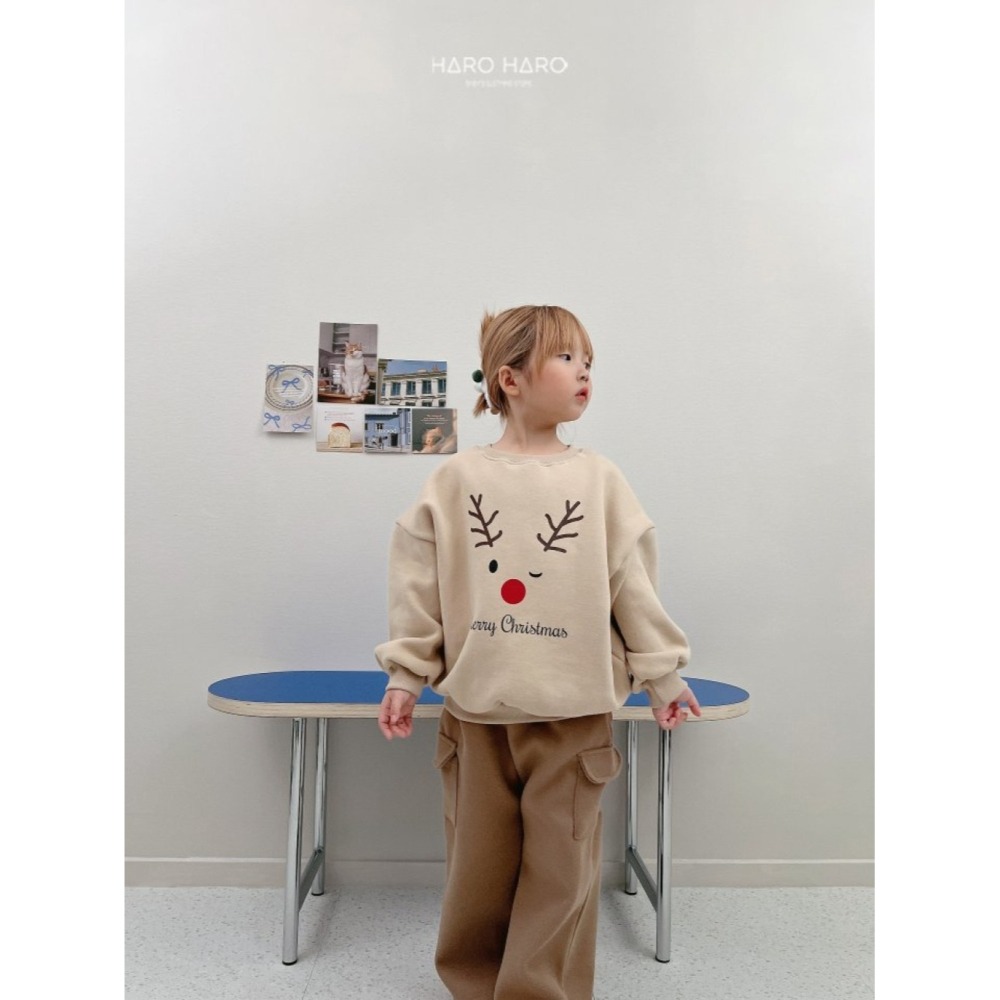 【巨蟹媽咪-正韓童裝】聖誕麋鹿長袖上衣 (預購)-細節圖3