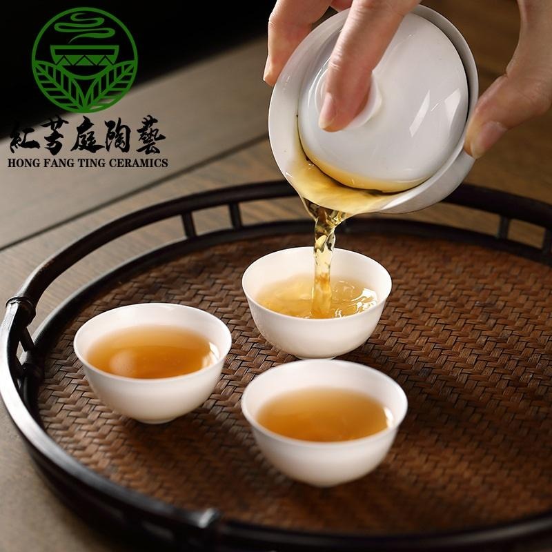 【紅芳庭】潮汕 功夫茶杯 寬口/薄坯 迎客杯/品茗杯 白瓷茶杯 瓷茶杯 功夫茶道專用器具 泡茶用具-細節圖2