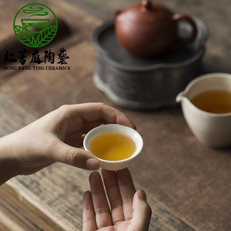 【紅芳庭】潮汕 功夫茶杯 寬口/薄坯 迎客杯/品茗杯 白瓷茶杯 瓷茶杯 功夫茶道專用器具 泡茶用具-細節圖4
