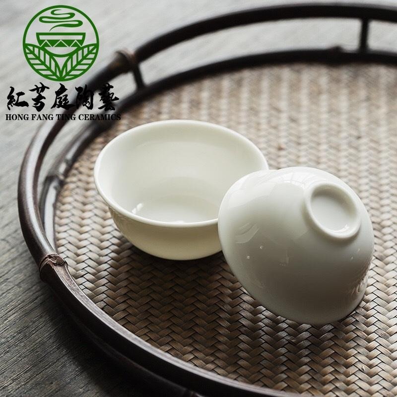【紅芳庭】潮汕 功夫茶杯 寬口/薄坯 迎客杯/品茗杯 白瓷茶杯 瓷茶杯 功夫茶道專用器具 泡茶用具-細節圖6