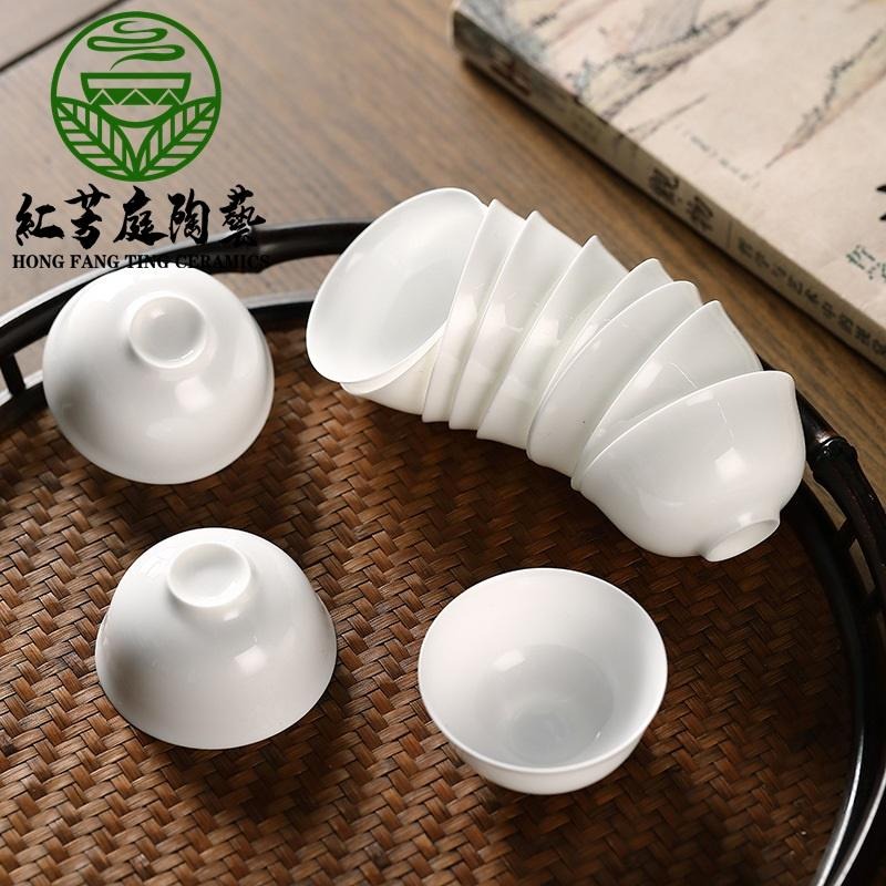 【紅芳庭】潮汕 功夫茶杯 寬口/薄坯 迎客杯/品茗杯 白瓷茶杯 瓷茶杯 功夫茶道專用器具 泡茶用具-細節圖7
