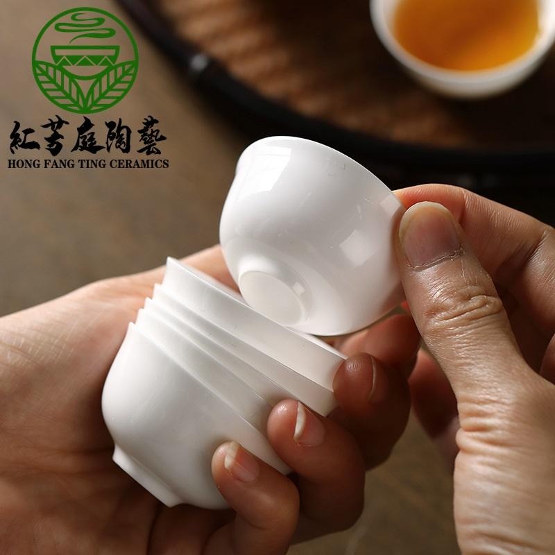 【紅芳庭】潮汕 功夫茶杯 寬口/薄坯 迎客杯/品茗杯 白瓷茶杯 瓷茶杯 功夫茶道專用器具 泡茶用具-細節圖8