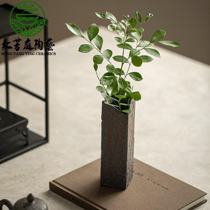 【紅芳庭】鎏金色 石風 花器 日式 插花 花瓶 茶道花器/花插 功夫茶道專用器具 泡茶用具-細節圖2