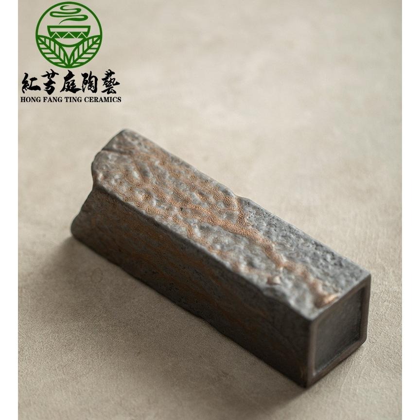 【紅芳庭】鎏金色 石風 花器 日式 插花 花瓶 茶道花器/花插 功夫茶道專用器具 泡茶用具-細節圖5