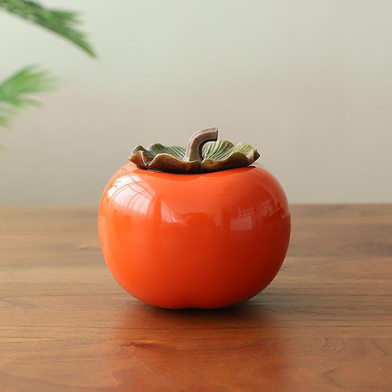 【紅芳庭】柿子茶葉罐 盒裝 事事如意 結婚禮品/公司尾牙 茶具 小茶倉/密封罐 陶瓷茶葉罐 功夫茶道專用器具 泡茶用具-細節圖6