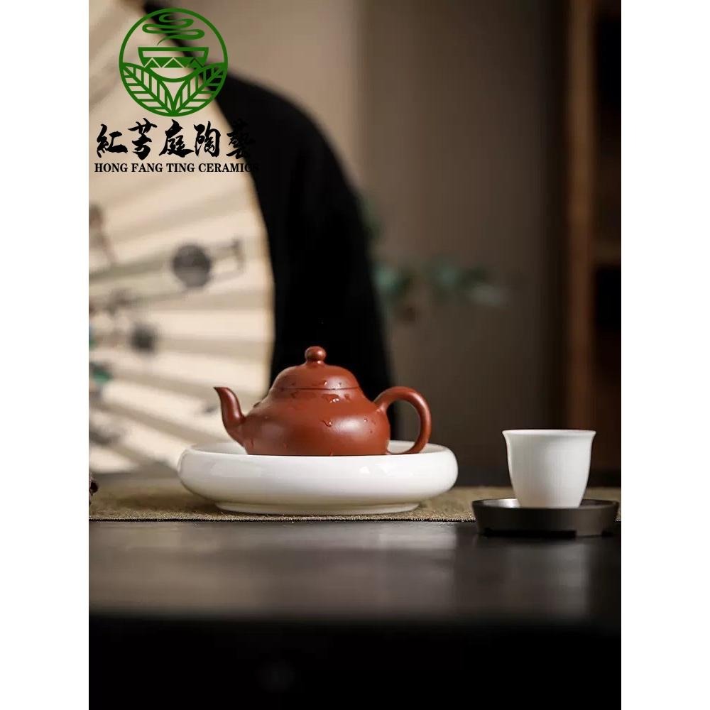 【紅芳庭】羊脂玉瓷 壺承 白瓷 茶盤/泡茶盤 養壺墊 瓷茶具 糯玉瓷 功夫茶道專用器具 泡茶器具-細節圖2