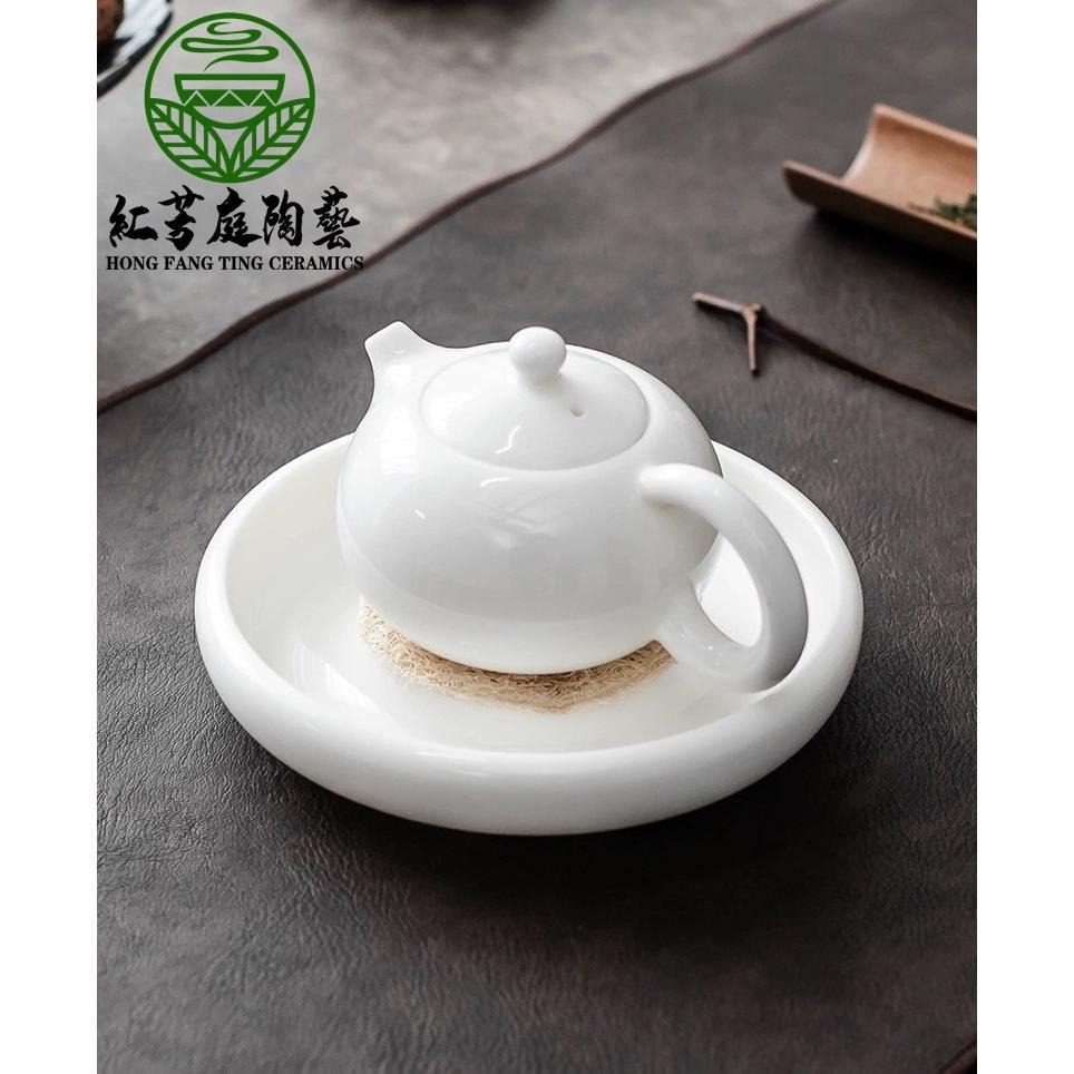 【紅芳庭】羊脂玉瓷 壺承 白瓷 茶盤/泡茶盤 養壺墊 瓷茶具 糯玉瓷 功夫茶道專用器具 泡茶器具-細節圖5