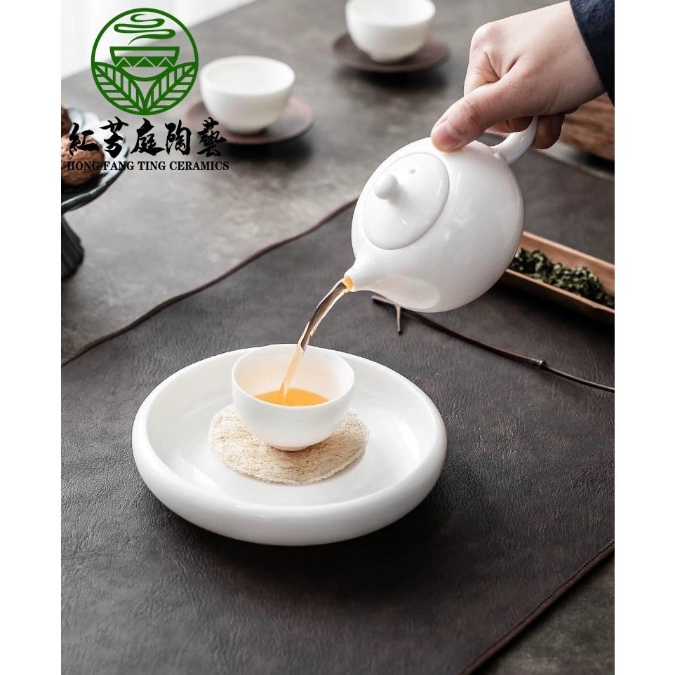 【紅芳庭】羊脂玉瓷 壺承 白瓷 茶盤/泡茶盤 養壺墊 瓷茶具 糯玉瓷 功夫茶道專用器具 泡茶器具-細節圖6