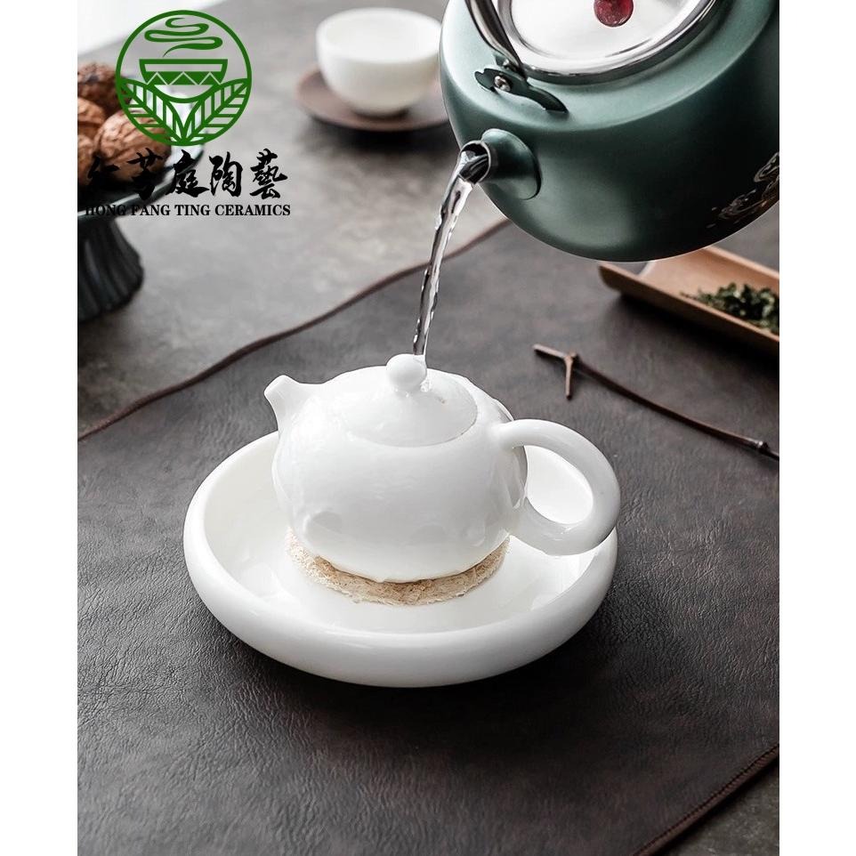 【紅芳庭】羊脂玉瓷 壺承 白瓷 茶盤/泡茶盤 養壺墊 瓷茶具 糯玉瓷 功夫茶道專用器具 泡茶器具-細節圖8