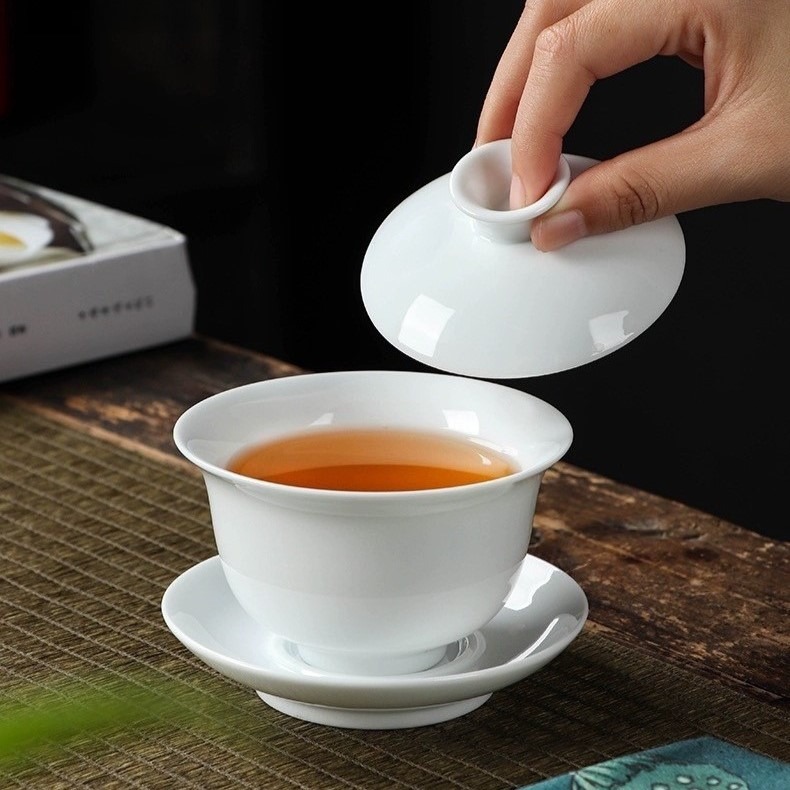 【紅芳庭】白瓷 三才蓋碗 130ml 蓋杯/蓋碗 功夫茶道專用器具 泡茶用具-細節圖2