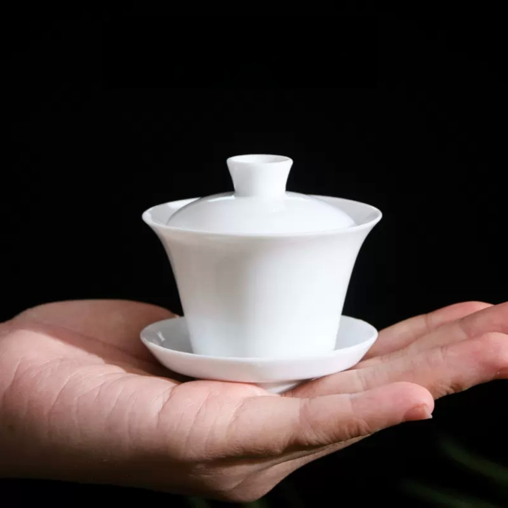 【紅芳庭】白瓷 三才蓋碗 50ml 蓋杯/蓋碗 奉杯 一人份 功夫茶道專用器具 泡茶用具-細節圖2