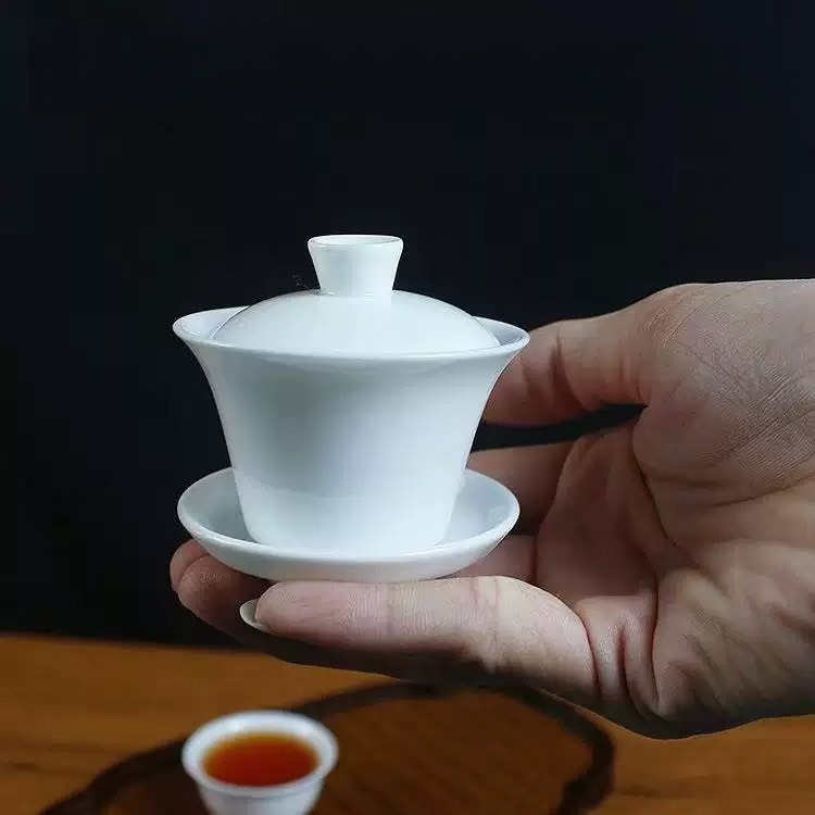 【紅芳庭】白瓷 三才蓋碗 50ml 蓋杯/蓋碗 奉杯 一人份 功夫茶道專用器具 泡茶用具-細節圖3