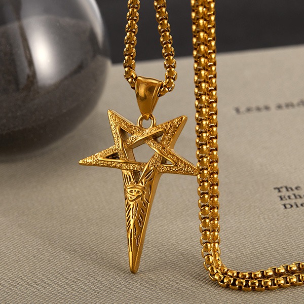 《QBOX 》FASHION 飾品【OGX2540】精緻個性五角星荷魯斯之眼鑄造鈦鋼墬子項鍊/掛飾-細節圖4