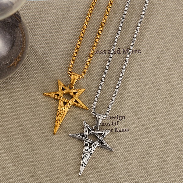 《QBOX 》FASHION 飾品【OGX2540】精緻個性五角星荷魯斯之眼鑄造鈦鋼墬子項鍊/掛飾-細節圖5