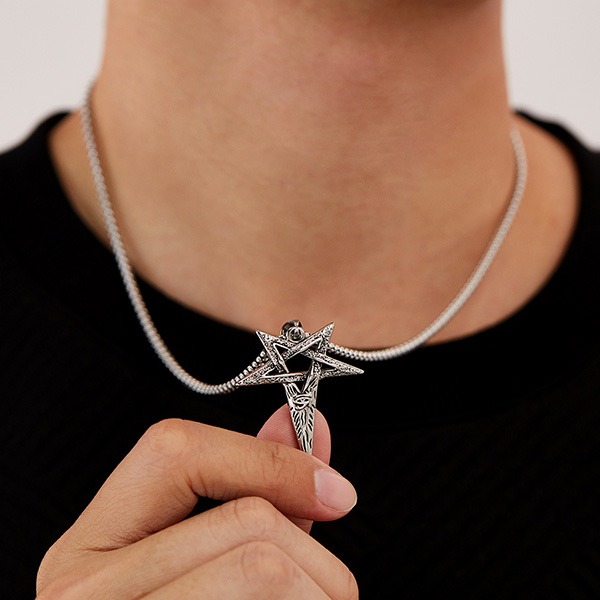 《QBOX 》FASHION 飾品【OGX2540】精緻個性五角星荷魯斯之眼鑄造鈦鋼墬子項鍊/掛飾-細節圖8