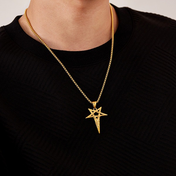 《QBOX 》FASHION 飾品【OGX2540】精緻個性五角星荷魯斯之眼鑄造鈦鋼墬子項鍊/掛飾-細節圖9