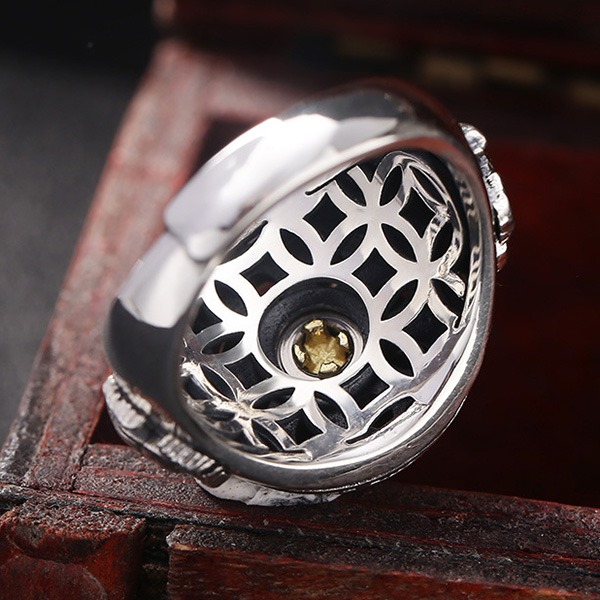 《 QBOX 》FASHION 飾品【TSR41126145】精緻個性復古可轉動九宮八卦純銀戒指/開口戒指-細節圖7