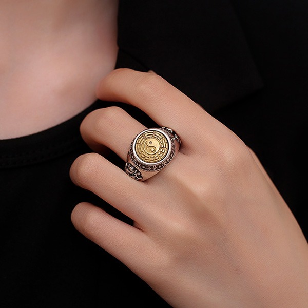 《 QBOX 》FASHION 飾品【TSR41126145】精緻個性復古可轉動九宮八卦純銀戒指/開口戒指-細節圖8