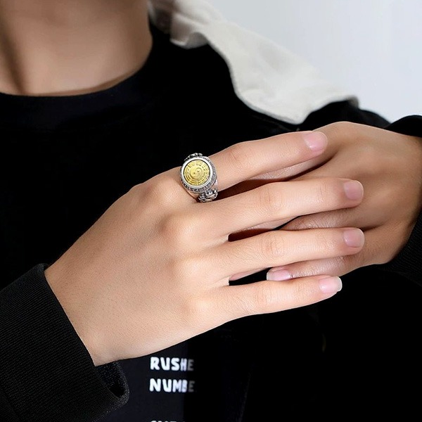 《 QBOX 》FASHION 飾品【TSR41126145】精緻個性復古可轉動九宮八卦純銀戒指/開口戒指-細節圖9