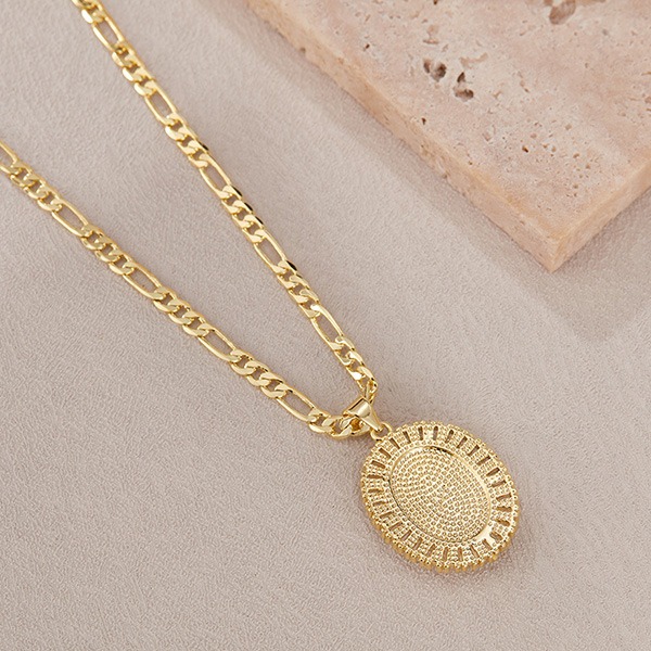 《QBOX 》FASHION 飾品【OKX726】精緻百搭復古金色橢圓鋯石聖母銅墬子項鍊/鎖骨鍊-細節圖4