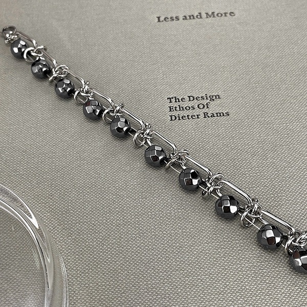 《 QBOX 》FASHION 飾品【OGS1612】精緻個性高質感黑膽石雙層鈦疊戴鋼手鍊/手環-細節圖5