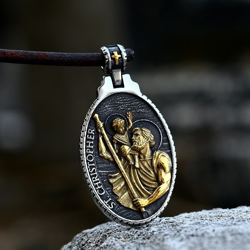 《QBOX 》FASHION 飾品【CBP8-838】精緻個性復古橢圓形聖人小孩浮雕鑄造鈦鋼墬子項鍊/掛飾-細節圖4