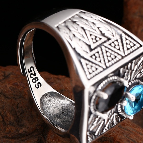 《 QBOX 》FASHION 飾品【TSR41122110】精緻個性寬版方形勝利之果純銀戒指/開口戒指-細節圖6