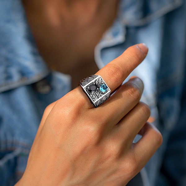 《 QBOX 》FASHION 飾品【TSR41122110】精緻個性寬版方形勝利之果純銀戒指/開口戒指-細節圖8