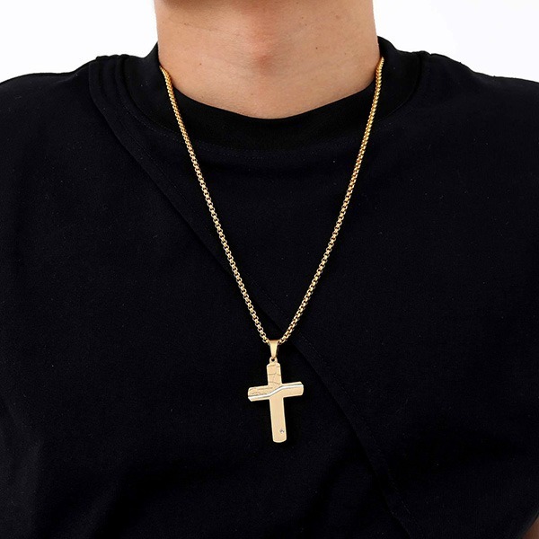 《QBOX 》FASHION 飾品【CPN-1999】精緻個性裂紋苦難鑲鑽十字架鈦鋼墬子項鍊/掛飾-細節圖8