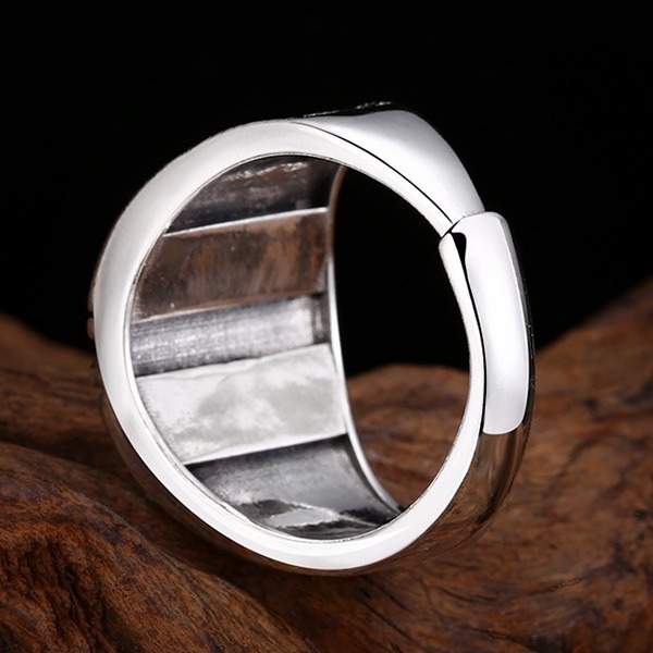 《 QBOX 》FASHION 飾品【TSR412596】精緻個性復古黑瑪瑙編織紋設計S925純銀戒指/開口戒指-細節圖7